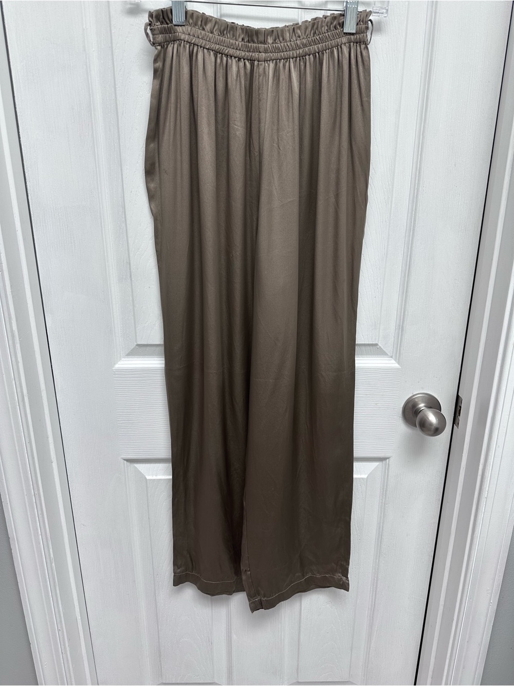Vintage Victoria's Secret Taupe Silk Wide-Leg Pajama Pants